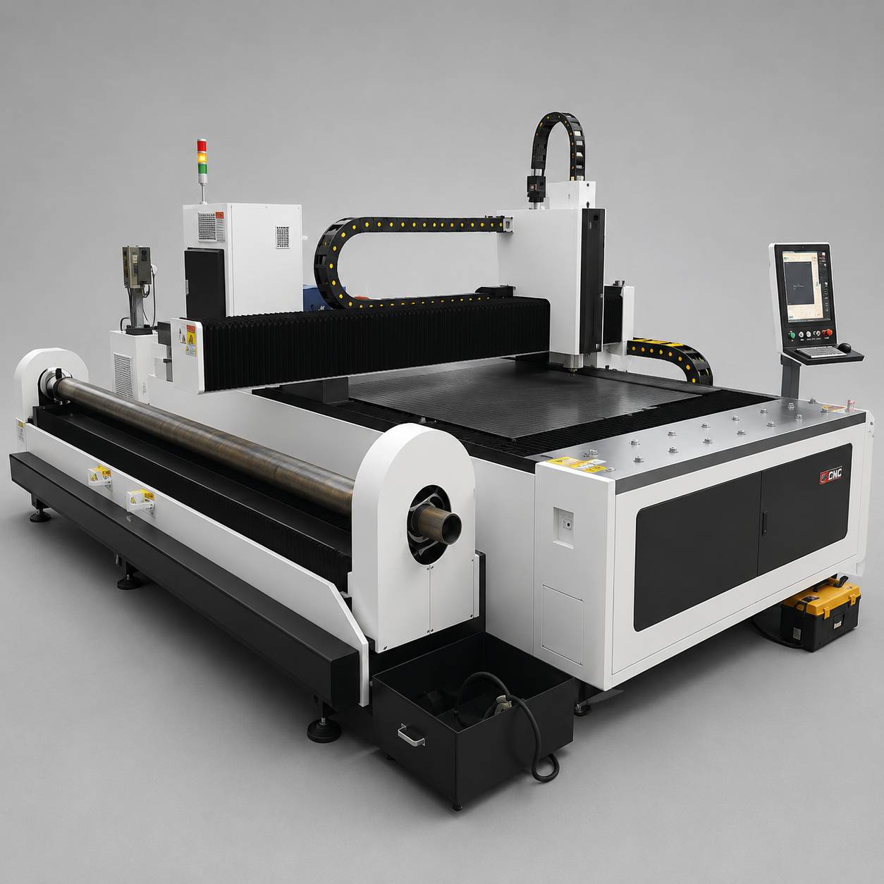 CNC Fiber Laser With Rotary Cutting Machine